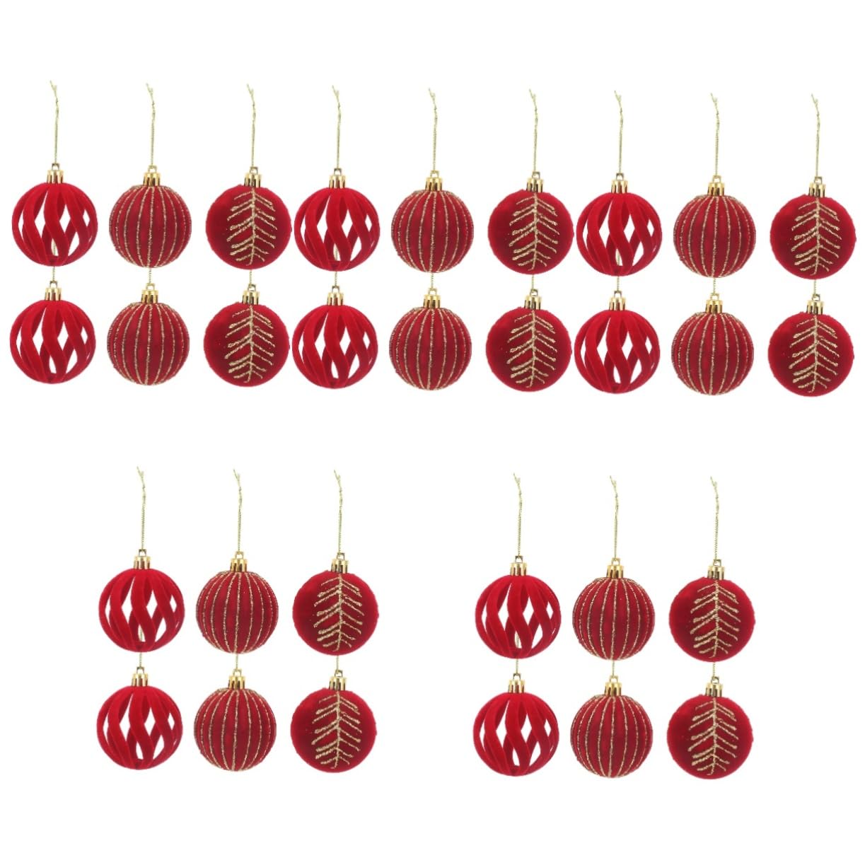 30 STK Christbaumschmuck Kugeln Beflockte Christbaumkugel Weihnachtsbaum-anhänger Schneeflockenkugeln Weihnachtsfeier Anhänger Urlaub Baumkugel Plastik Rot