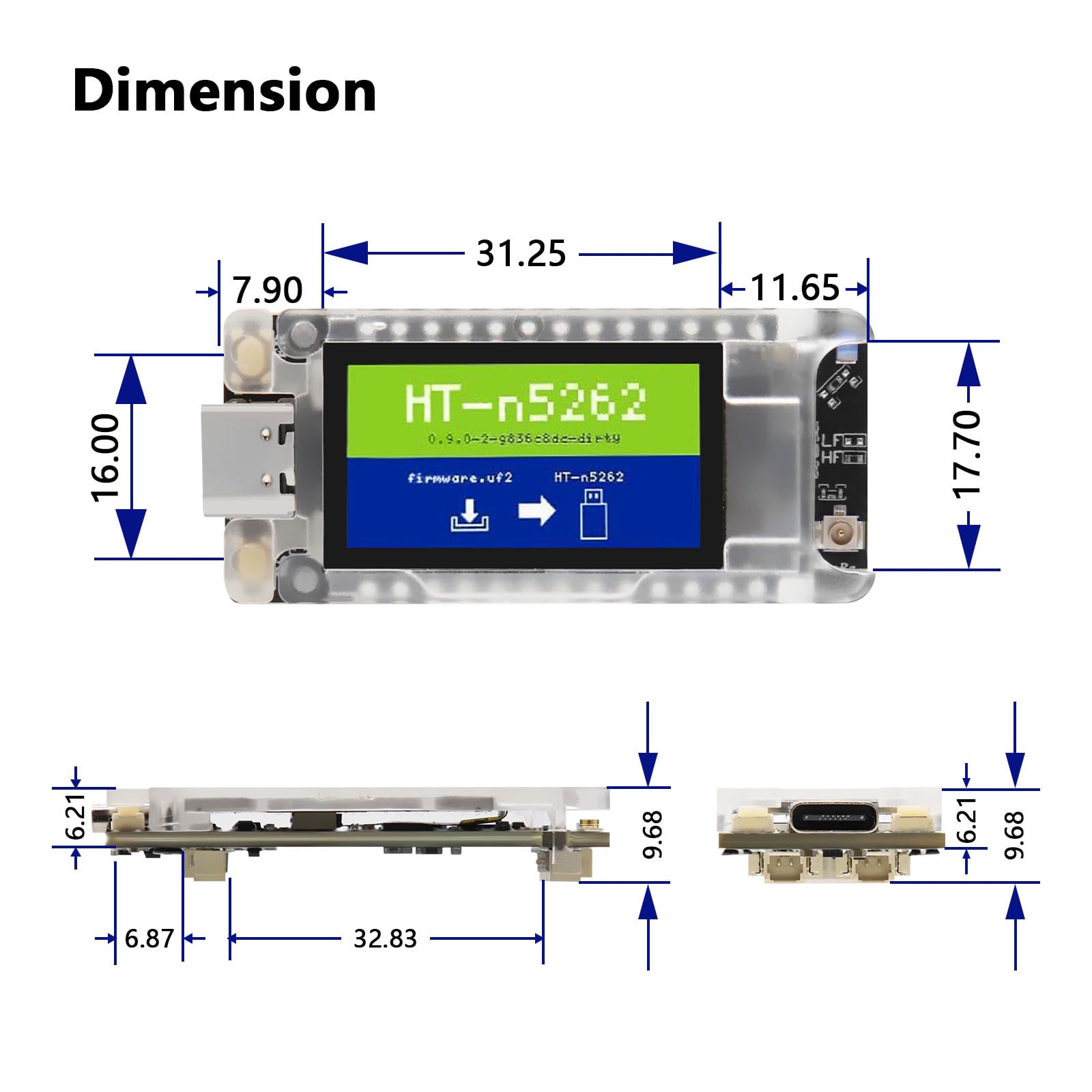 Meshtastic Tracker nRF52840 LoRaWAN LoRa - Scheda di sviluppo, display TFT da 1,14", modulo LoRa da 1262,863-928mhz, Node T114, con BLE/WiFi, compatibile con Arduino (con custodia dello
