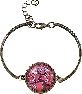 Cerisier Japonais - Bracelet rigide couleur bronze cabochon verre 20mm