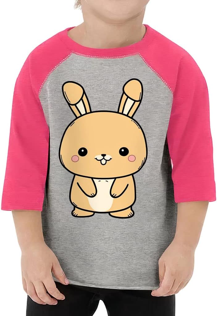 Cute Hare Toddler Baseball T-Shirt - Funny 3/4 Sleeve T-Shirt - Art Kids' Baseball Tee