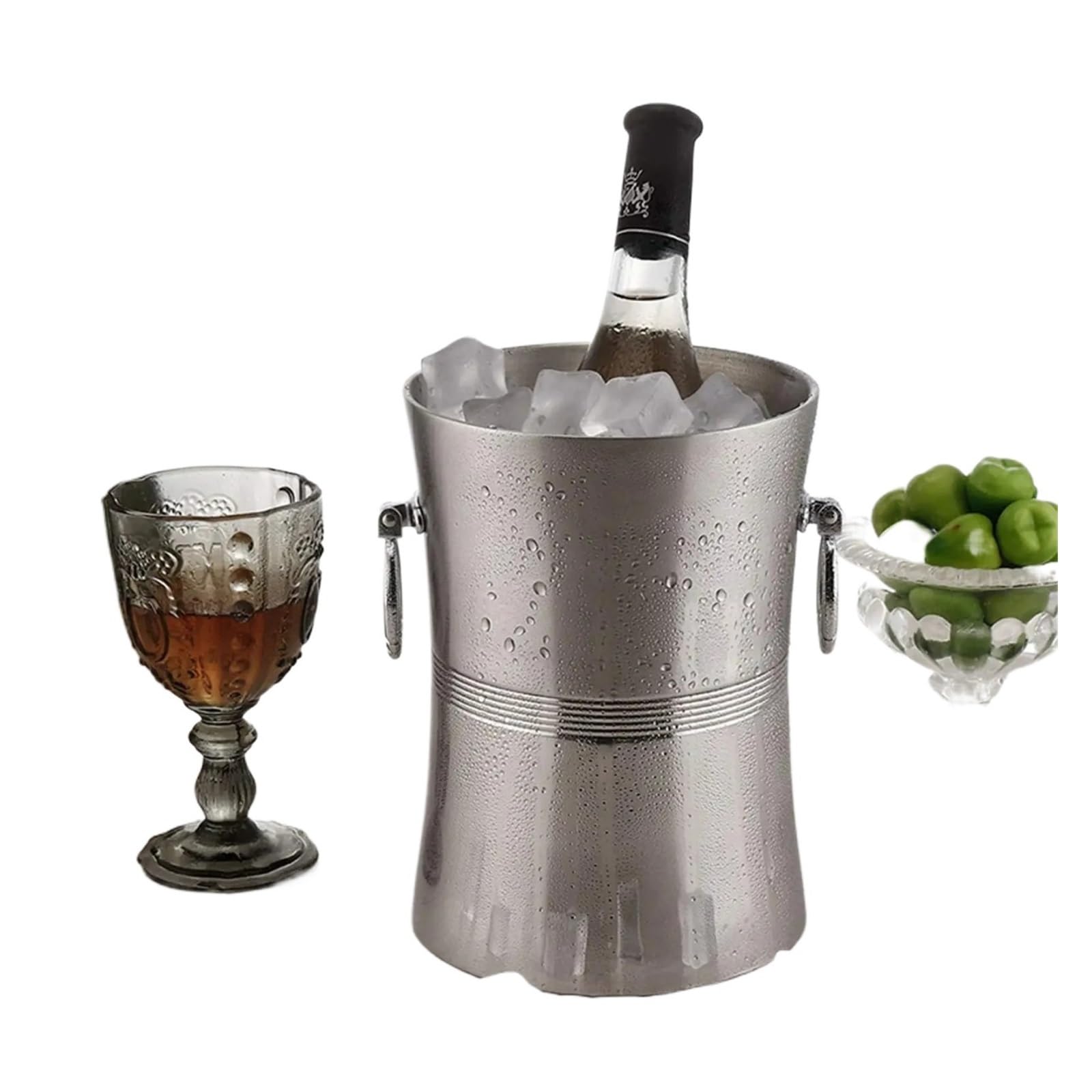 Eisbehälter Isolierter Eiskübel, doppelwandiger Champagnerkübel hält EIS for Partys länger gefroren, ideal for Grillpartys(3L)