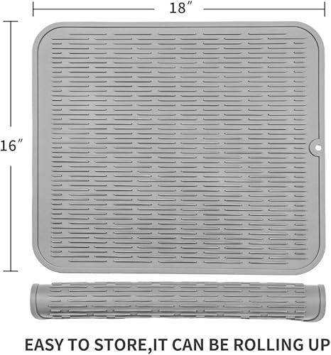 Miniatura 453 de Tapete de silicona para secado de platos para múltiples usos, fácil de limpiar, ecológico, resistente al calor, tapete de silicona para encimera