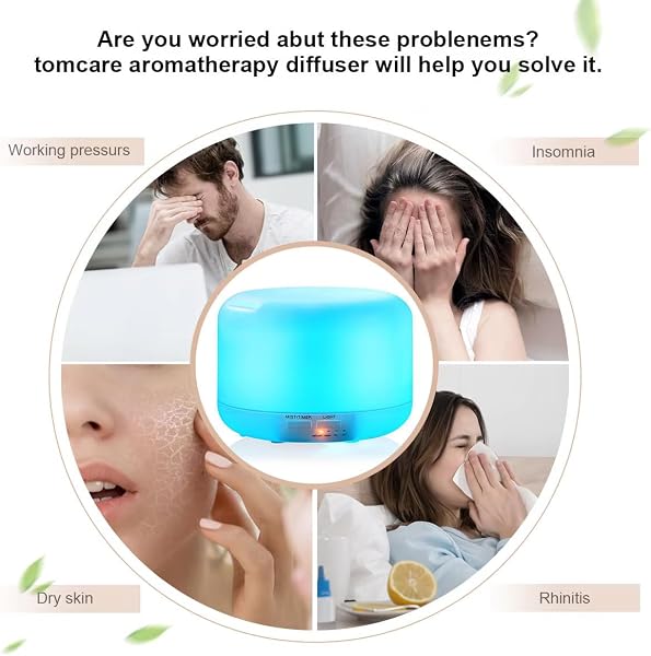 Diffusore di Oli Essenziali, 300ml, Umidificatore Ultrasonico con 7 Luci LED, Telecomando, Timer 4-6 Ore, Umidificatori, ultra silenzioso diffusor oli - 4