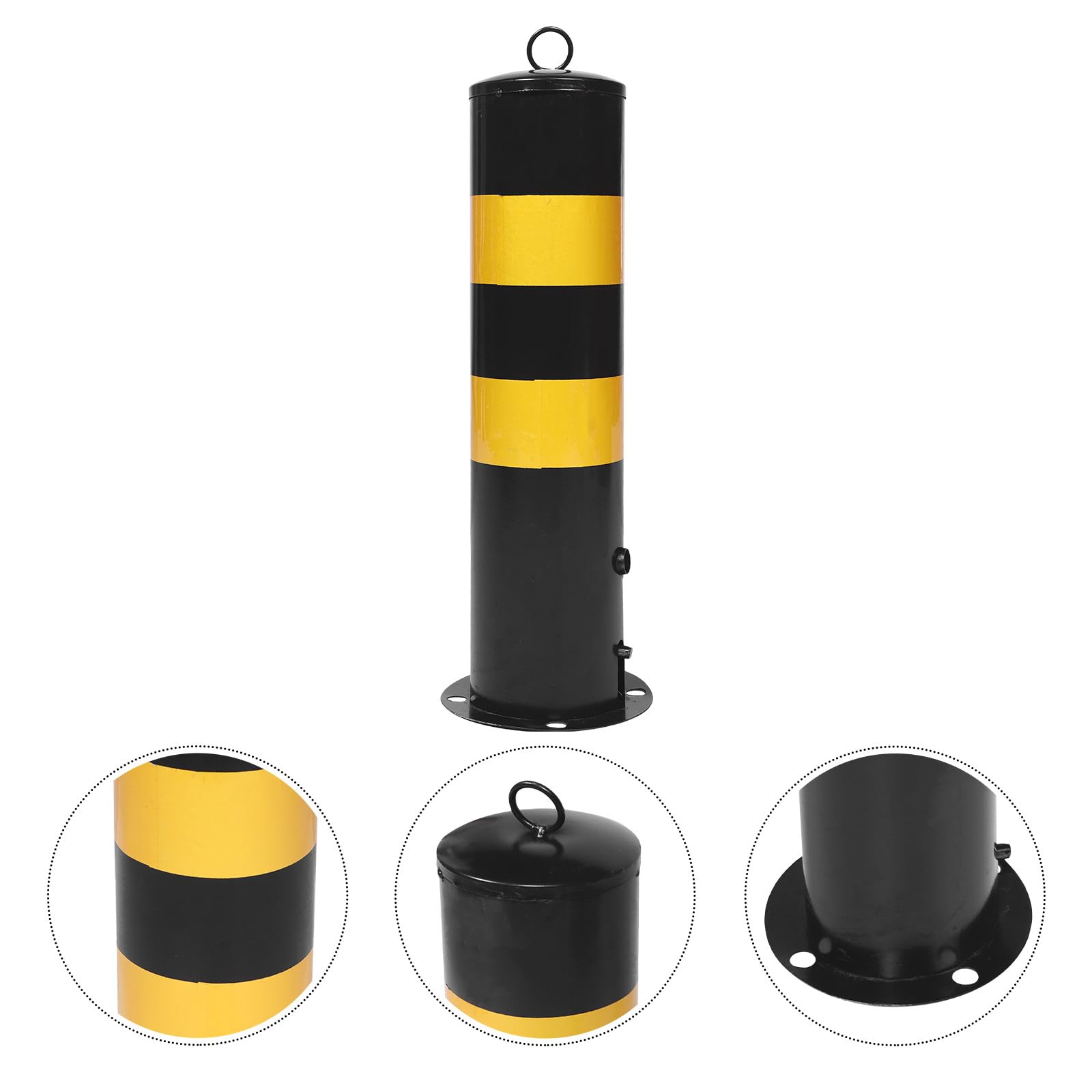 Yardwe Bolardo de Acero de 50 Cm Negro y Amarillo, Poste de Advertencia para Seguridad Vial, Barrera de Protección Resistente para Estacionamientos y Control de Acceso Industrial