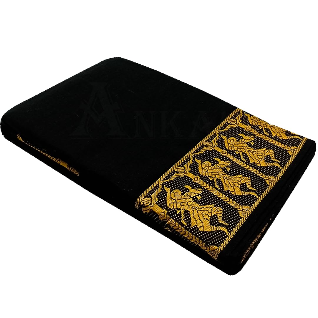 Anka's Handmade Bharatanatyam & Kuchipudi Dance Practice Cotton Saree (Black With Yellow Colour Doll Border)-image-31