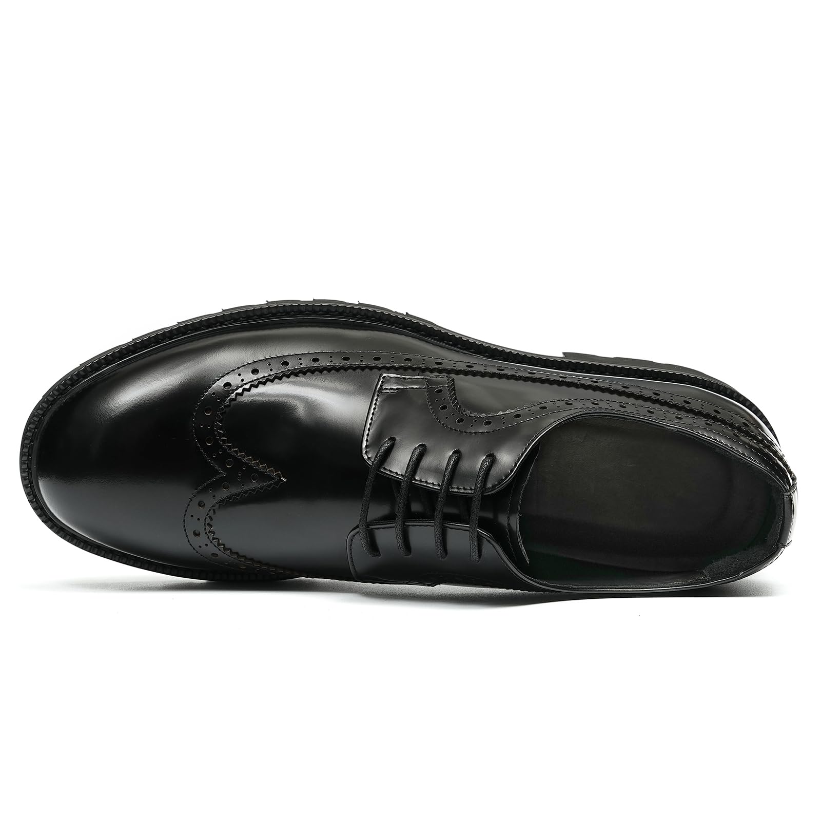 Générique Brogues Décontractées Confortables à Semelle Epaisse pour Hommes Chaussures Habillées Basses Lacets à Bout Rond en Cuir Derbys Formels Affaires