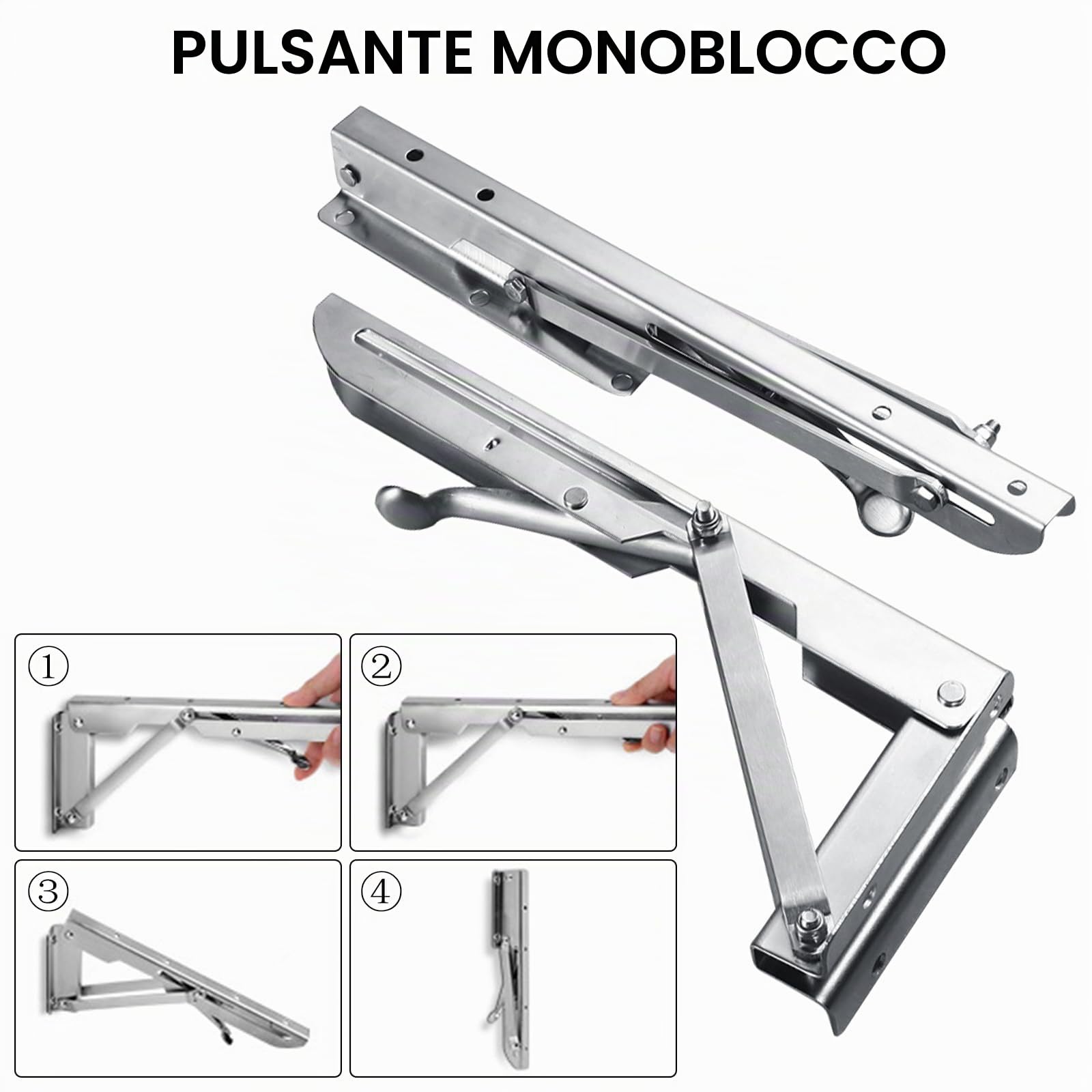 2 Pezzi Staffe Pieghevole da 50 cm, Staffe per Mensole Pesanti in Acciaio Inox Supporto Tavolo Pieghevole Staffe per Mensole Pesanti per Mensola a Muro, Carico Massimo: 100 kg
