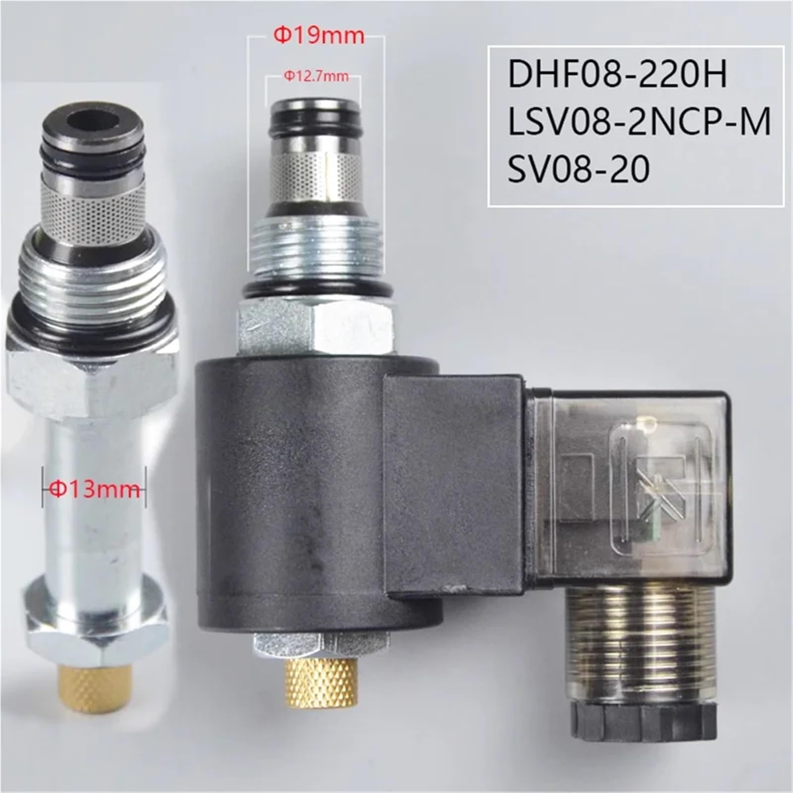 Válvula Solenoide enchufable roscada hidráulica for Alivio de presión, Dos Posiciones, Normalmente Cerradas, DHF08-220H, LSV08-2NCPM