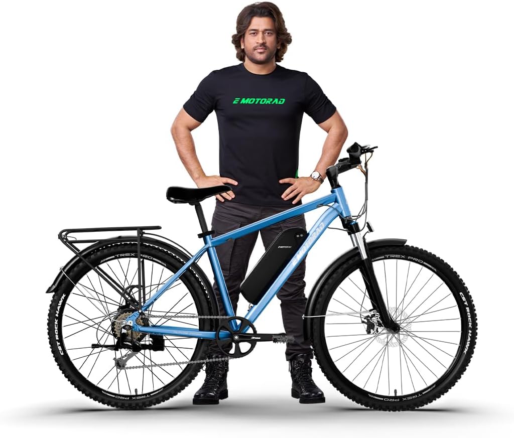 EMotorad T-Rex Pro MTB E-Bike | Dynamic Handlebar with Integrated Display, Front Lights and Indicators | 13Ah Removable Battery | Aluminium Alloy Frame (Ocean Blue, 27.5" Inches)