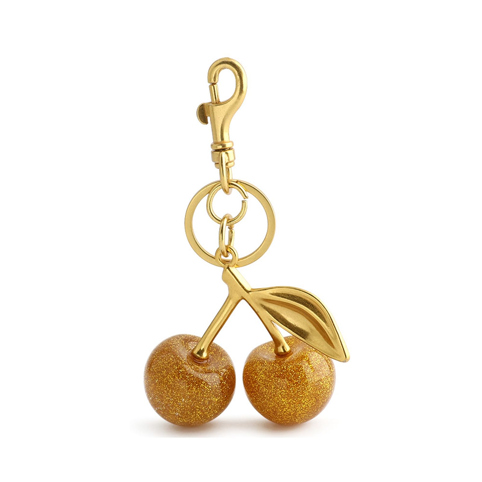 Glimbely Women's Gold-Gold Cherry Bag Purse Charms Cute Cherry Keychain Purse Handbags Car Keys Accessories Gifts For (Gold-Gold)