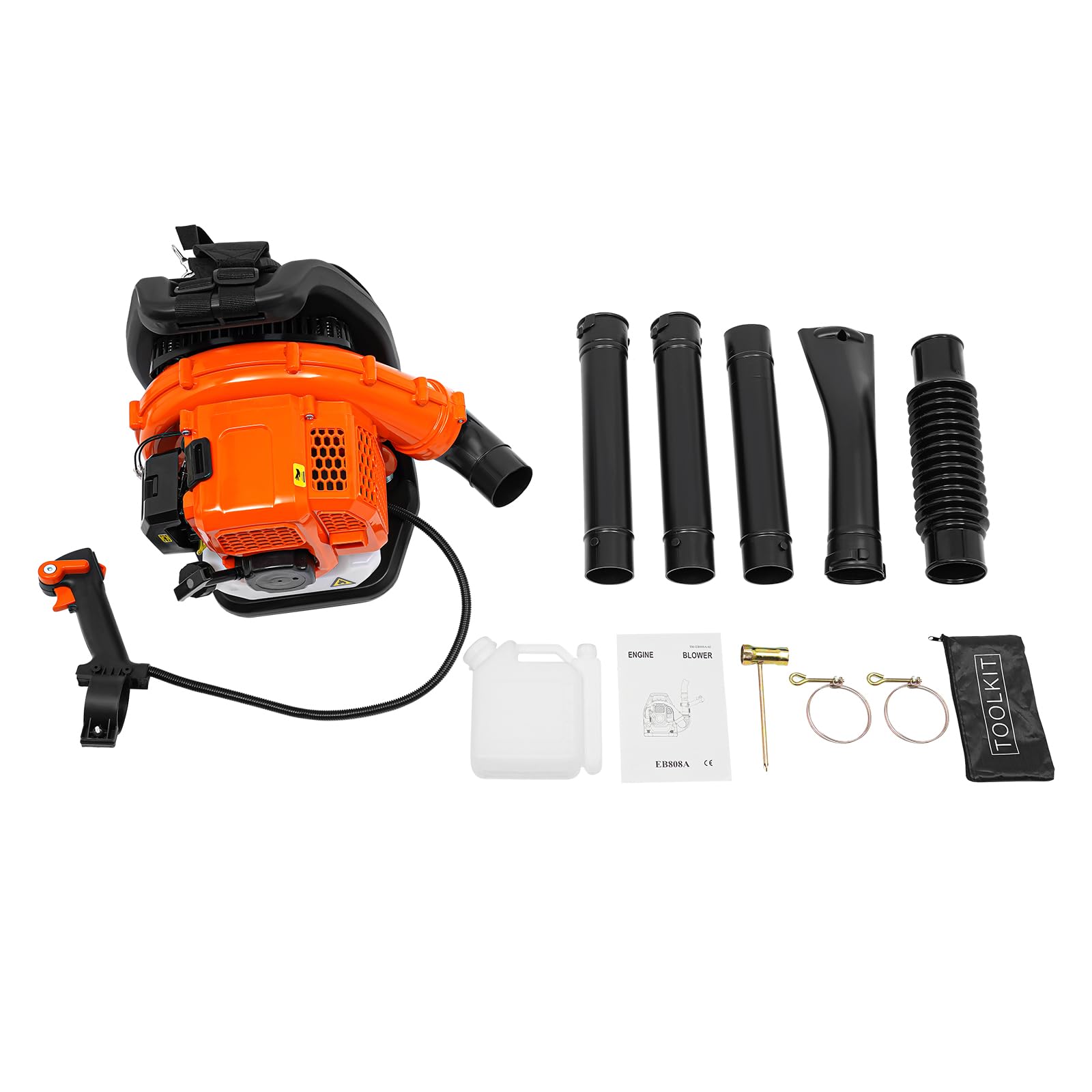 Soplador de hojas 7000 RPM a gasolina, soplador de mochila de gasolina de 2 tiempos, soplador de jardín de 1.25KW, soplador de hojas para limpieza de césped de jardín, volumen de aire de 720