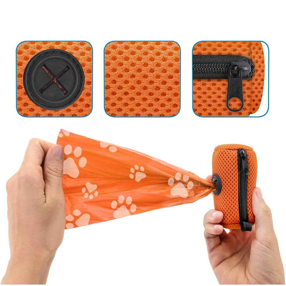 Poo Bag Holder with Dog Poo Bags Reusable Mesh Dispenser Pouch Leash Attachment Poop Waste Bag Pet Supplies for Travel Walking Park and Outdoor Use - Image 3