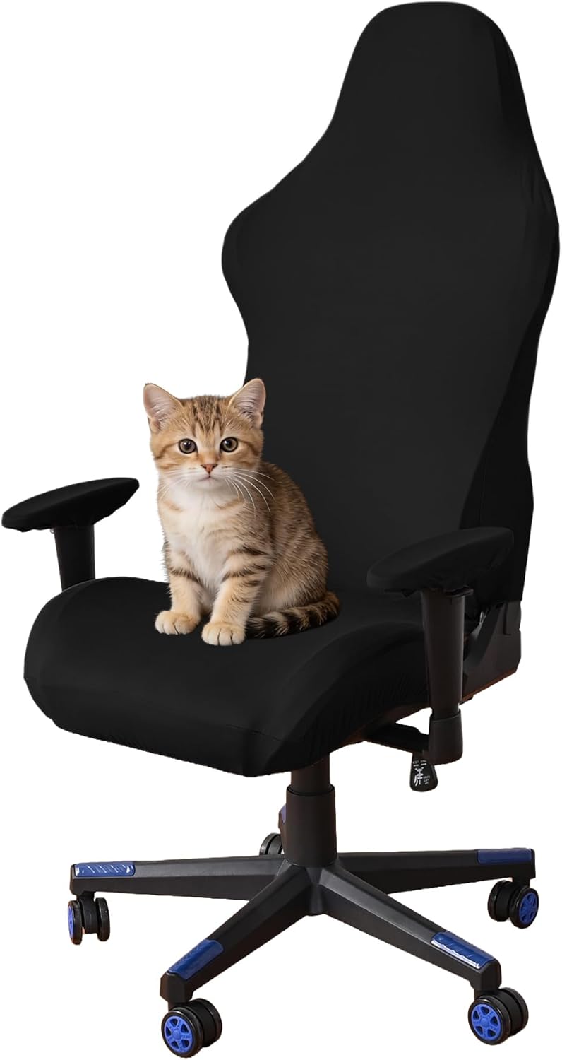 Gaming Chair Cover, Stretch Computer Game Chair Seat Cover Office Chair Covers Gamer Seat Protector (Black)