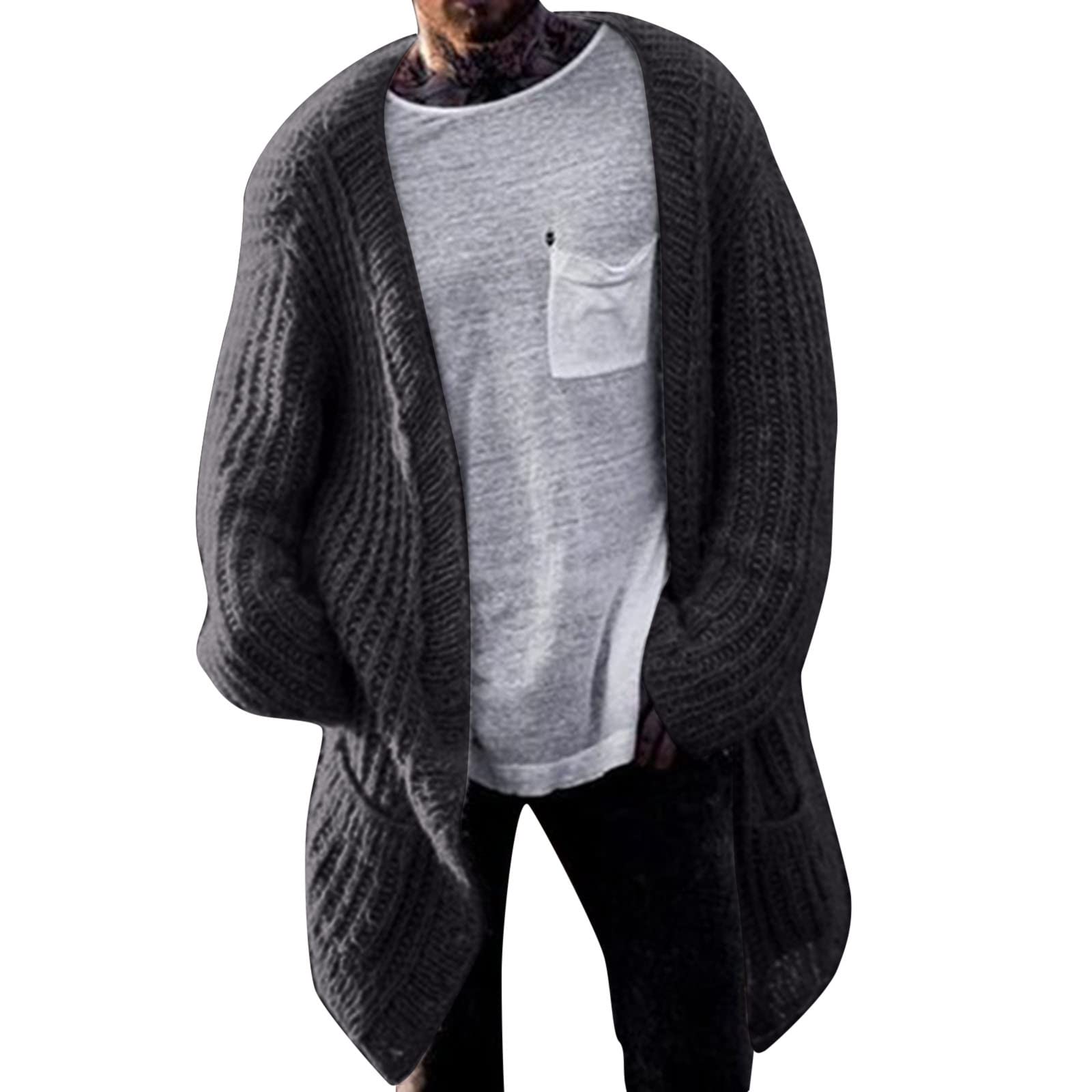 Genérico Cardigan Punto Hombre, Chaqueta Punto Hombre Cuello De Pico Otoño Invierno Cálido Chaqueta Suéter De Manga Larga De Moda Casual Jersey Clásico Sólido Color para El Ocio Y El Autocultivo