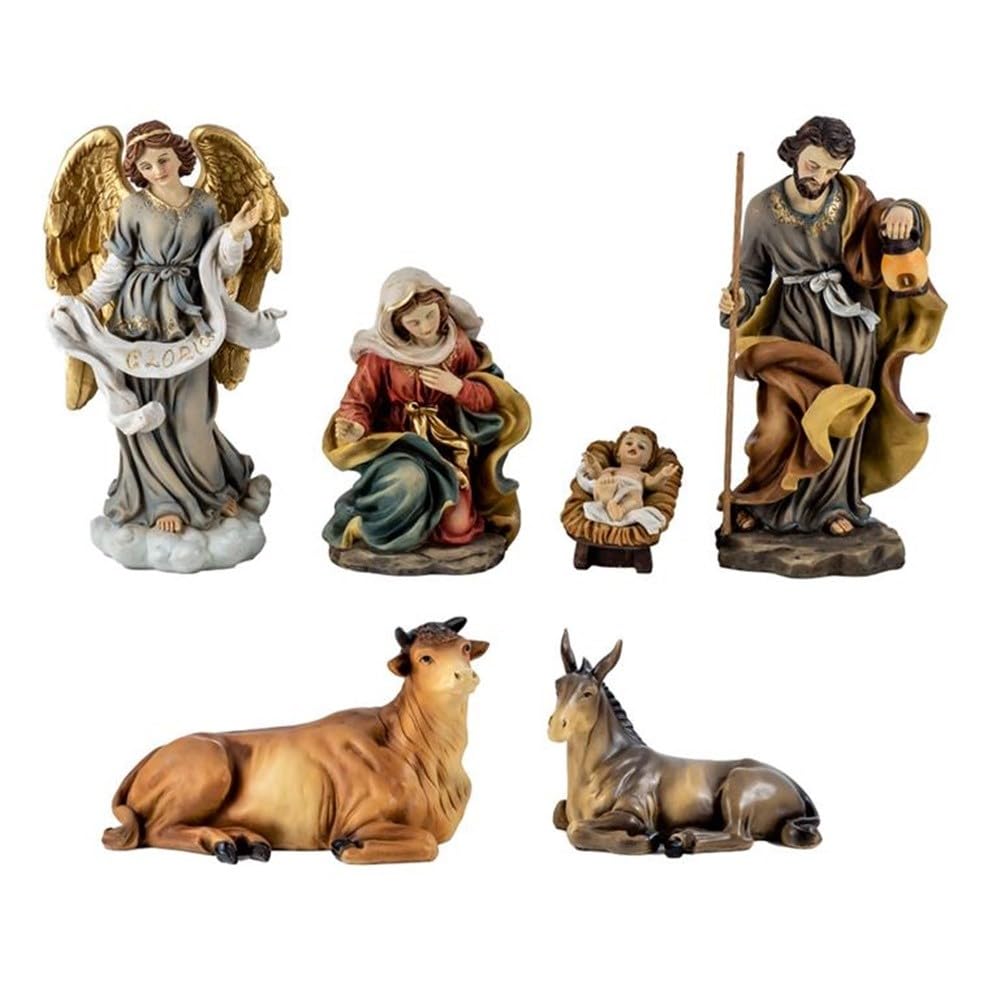 Nacimiento Misterio Navidad 9 Piezas 20 cm. Belén clásico Figura Resina Sagrada Familia Reyes Magos
