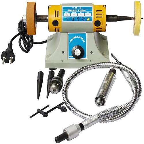 Miniatura 4 de Máquina pulidora de pulido de roca de joyería, pulidora de torno de banco, 200 W, 110 V, máquina de fresado de jade de roca con kit de accesorios de