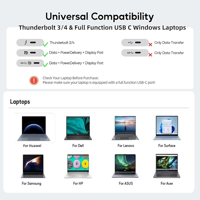 Base Docking Station USB C 11 en 1 Dual Monitor con 2 HDMI 4K, PD 100W - Negro miniatura 8