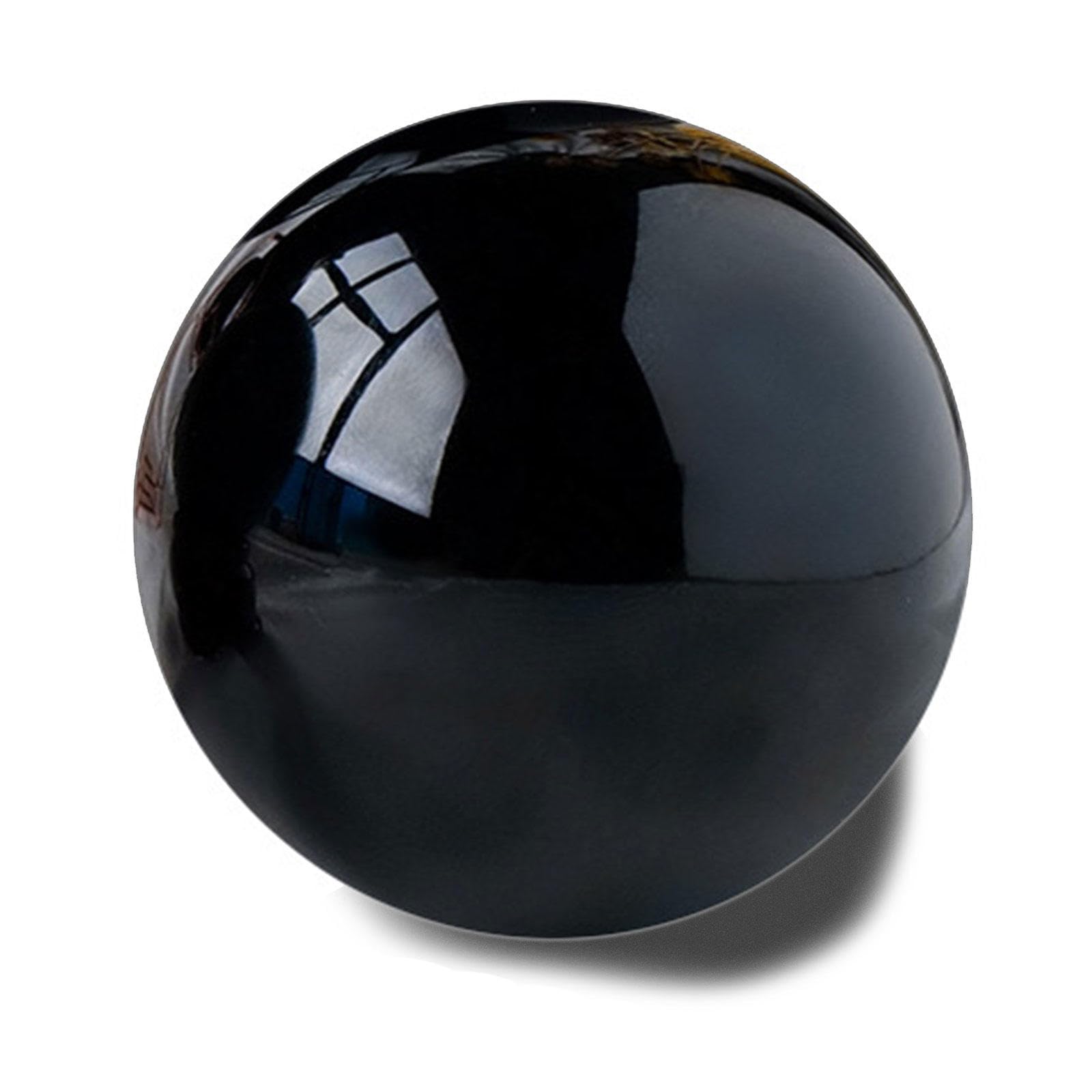AARTERZZA Obsidian Crystal Ball for Fengshui Black Divination Sphere, Home Decoration Polished with Wooden Base,80mm