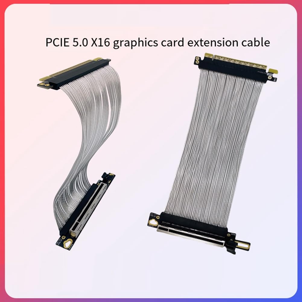 PCIe 5.0 X16 GPU kabel przedłużający karty graficznej PCI-E 5.0 Gen5 64 GB/S posrebrzany kabel 90° kąt prosty kabel riser 15 cm