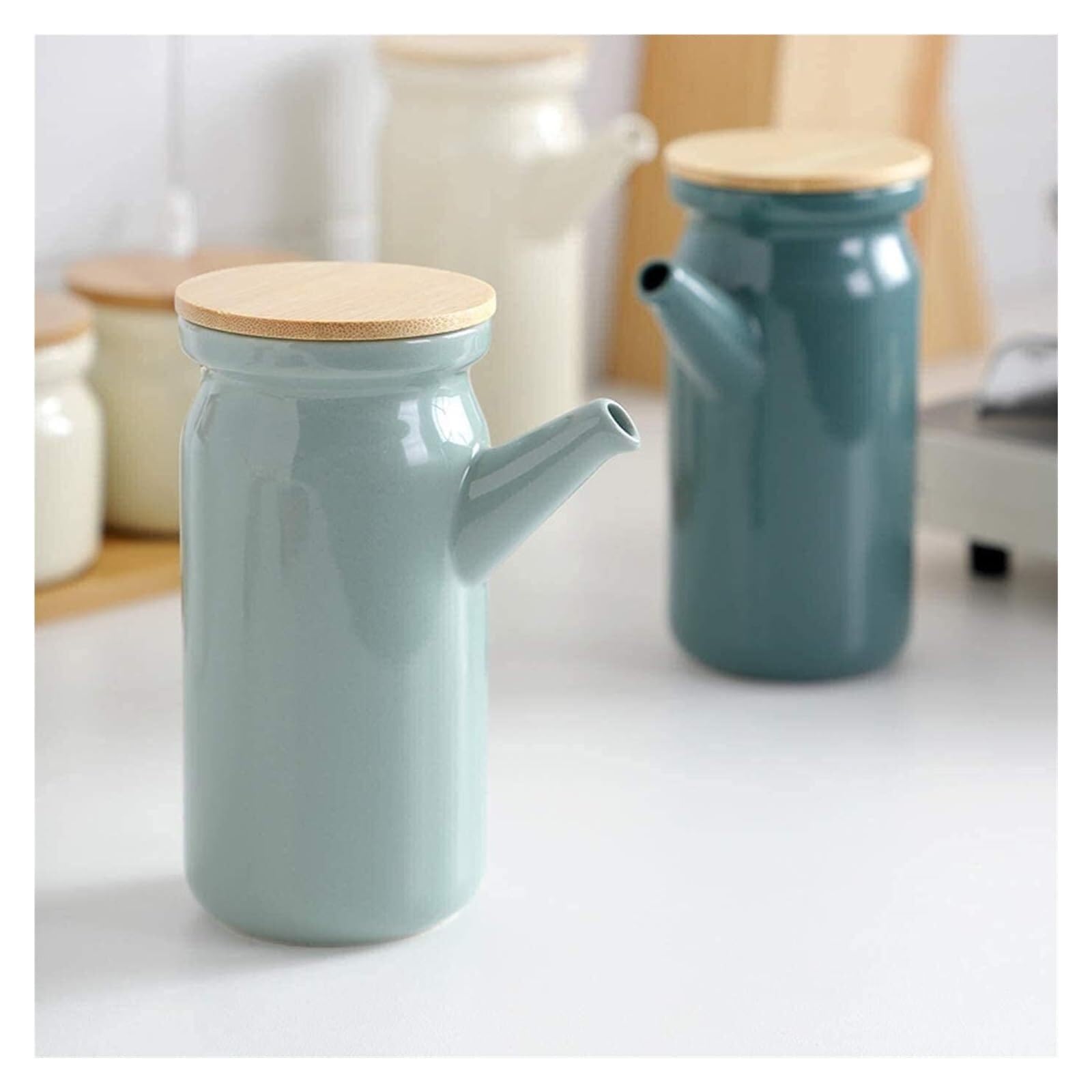 Dispensador de Aceite de Oliva y vinagre de 500 ml, vinagrera de cerámica para Salsa de Soja, vinagre y condimentos líquidos - Esencial de Cocina