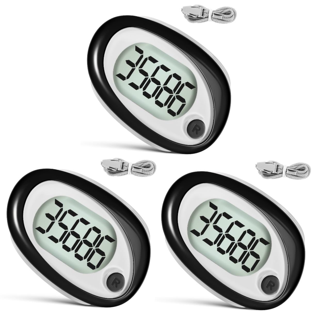 Toyvian pedometro clip contapassi pedometri per camminare sport elettronico 3d pedometri per anziani contatore ambulante Passagnello accurato contatore di escursioni a piedi plastica Black