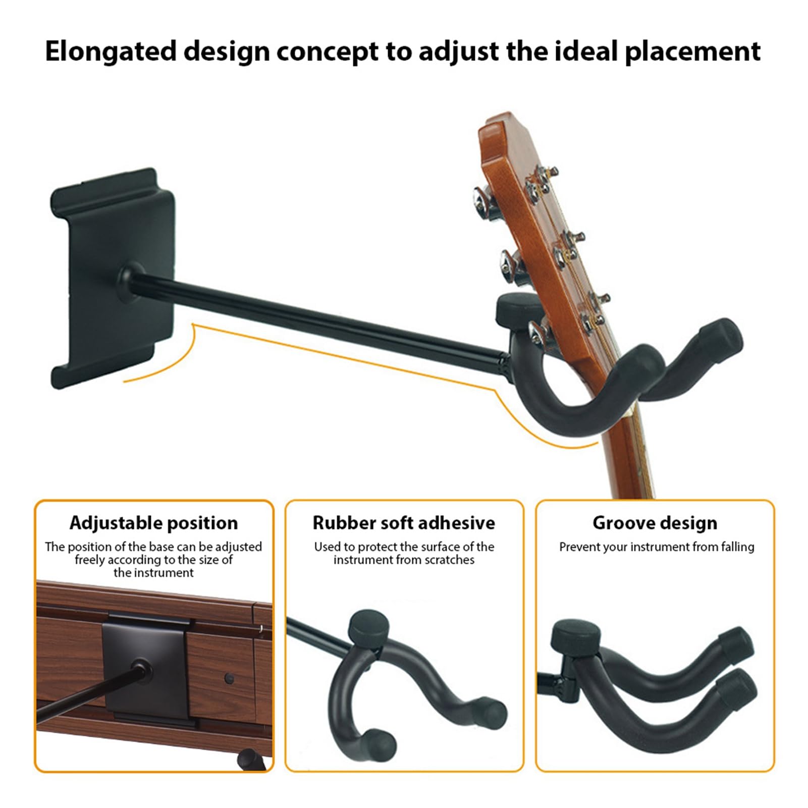 Aluminiowy Stojak na Gitarę z Aluminium Trzyma 5 Gitar, Wyreguluj Hook Hook Pozytu (BLACK) (BROWN)