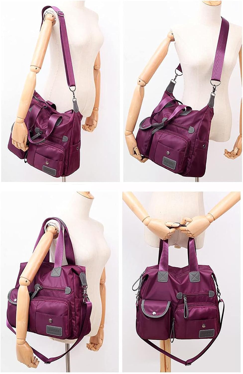 YAQUNICER Women Soft Casual Nylon Tote Satchel Diagonal Crossbody Shoulder Messenger Handbags Clutches