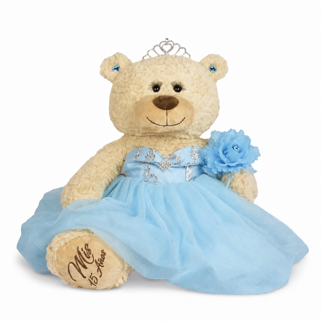 KINNEX COLLECTIONS SINCE 1997 Large 20” Quinceañera Teddy Bear Centerpiece – Elegant Dress, Oversized Keepsake Gift for 15 Años, OSO Quinceañera Decoración B16632-4 (Baby Blue) : Home & Kitchen