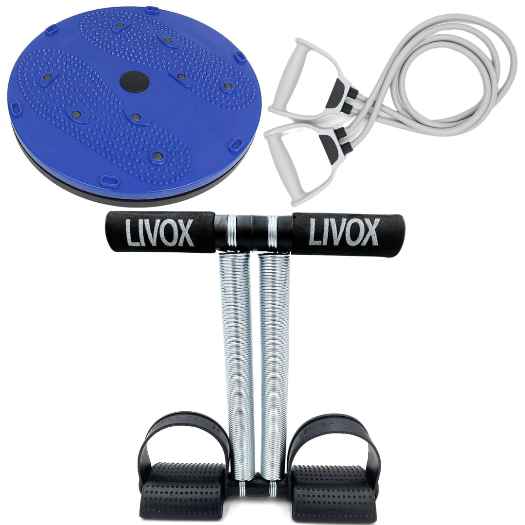 LIVOX Acupressure Tummy Twister Abdominal Trimmer And Double Spring Tummy Trimmer Ab exerciser With Dual Toning Resistance Tube Band for Stretching, Full Body Workout, Home Gym and Toning with Workout Chart for Men and Women (B097MZJKH5) Amazon Price History, Amazon Price Tracker