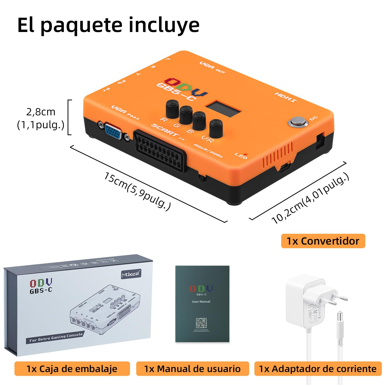 Mcbazel ODV-GBS-C YPbPr Componente/VGA/RGBS Scart a VGA/HDMI Scan Converter para Consola de Juegos Retro soporta Salida HDMI 720p/960p/1080p