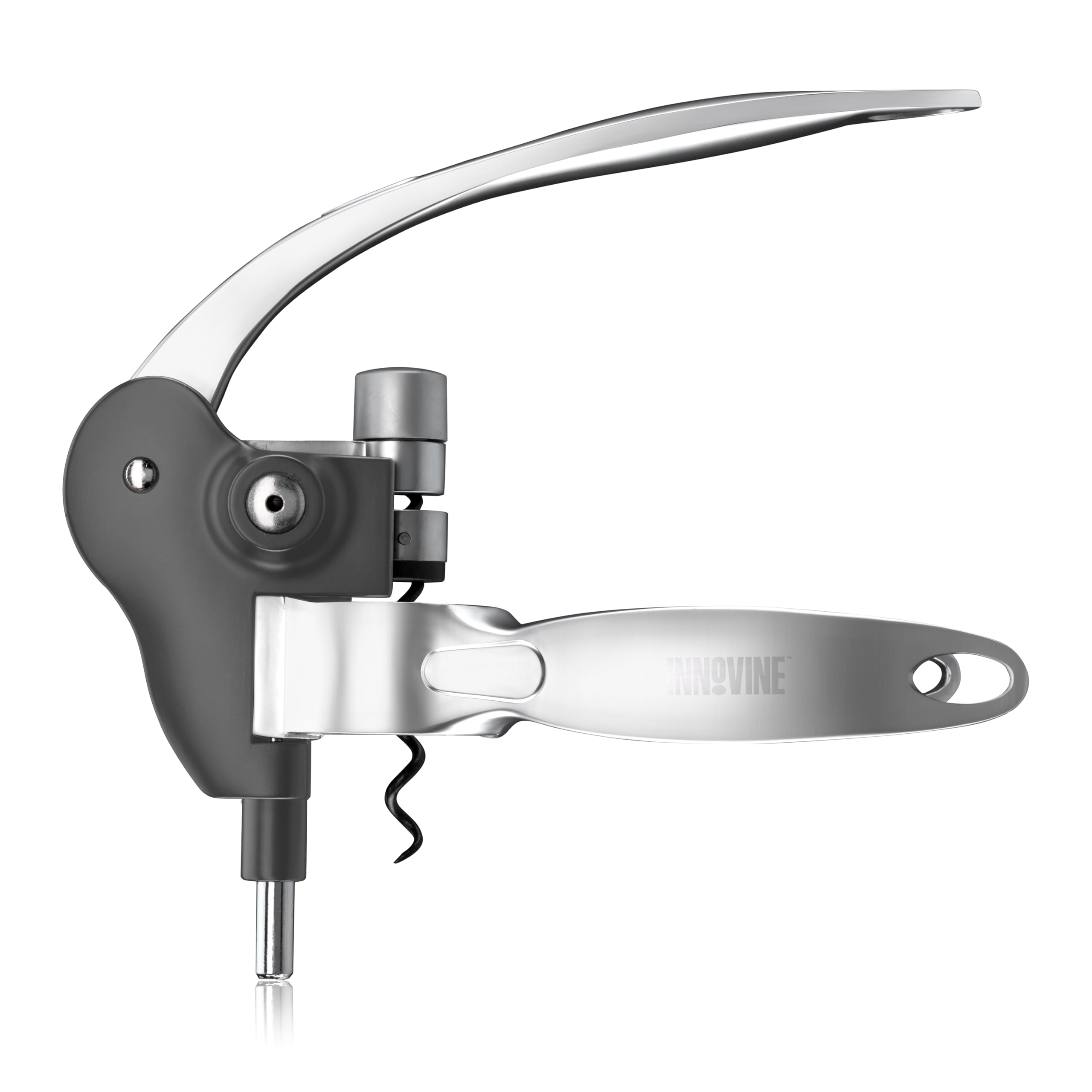 Innovine Horizontaler Hebel-Korkenzieher, langlebige Zinkdruckguss-Konstruktion, Weinöffner mit antihaftbeschichtetem Spiralwurm, perfekt für Hausbar, Reisen, Picknick, Camping, Party im Freien, 1