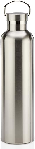 PARNOO Botella termo caliente y fría con asa de 32 onzas acero inoxidable aislado al vacío de triple pared 12 pulgadas x 314 pulgadas