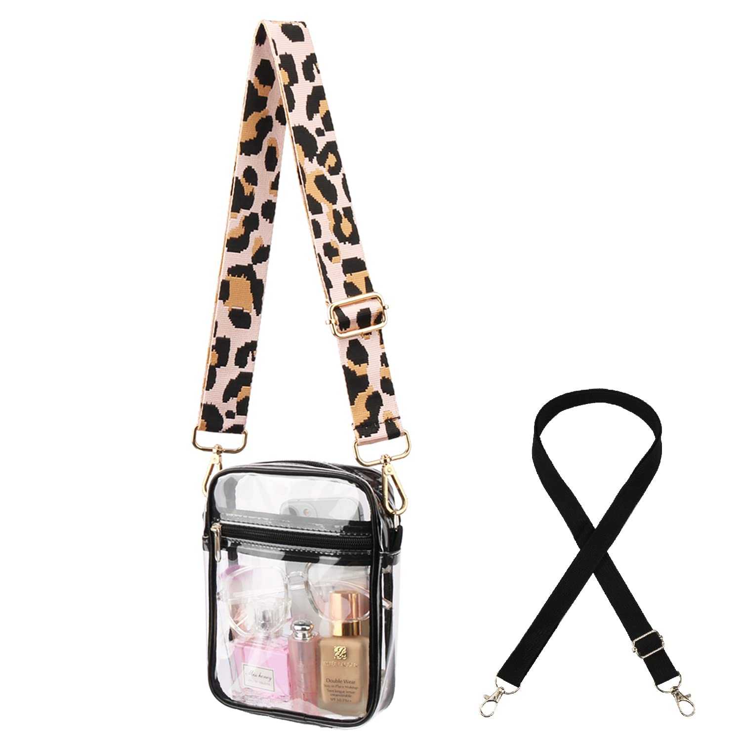 WEDDINGHELPERClear Crossbody Bag, Clear Bag Stadium Approved Adjustable Strap for Concerts Sports Events