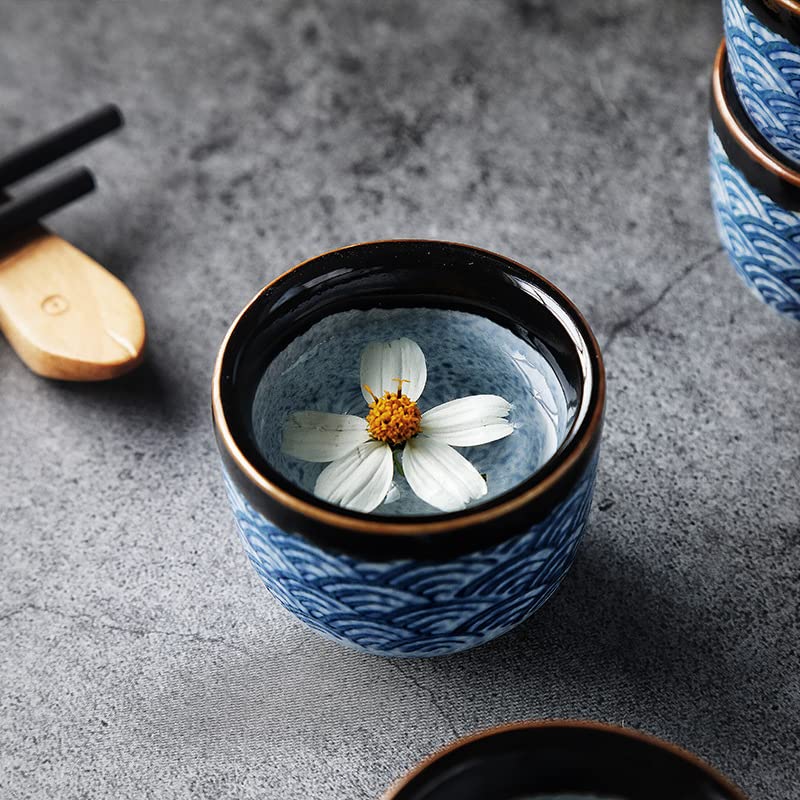 Ensemble Pot à Saké Céramique Mini - 1 Pichet + 4 Tasses Assorties - Style Japonais Traditionnel