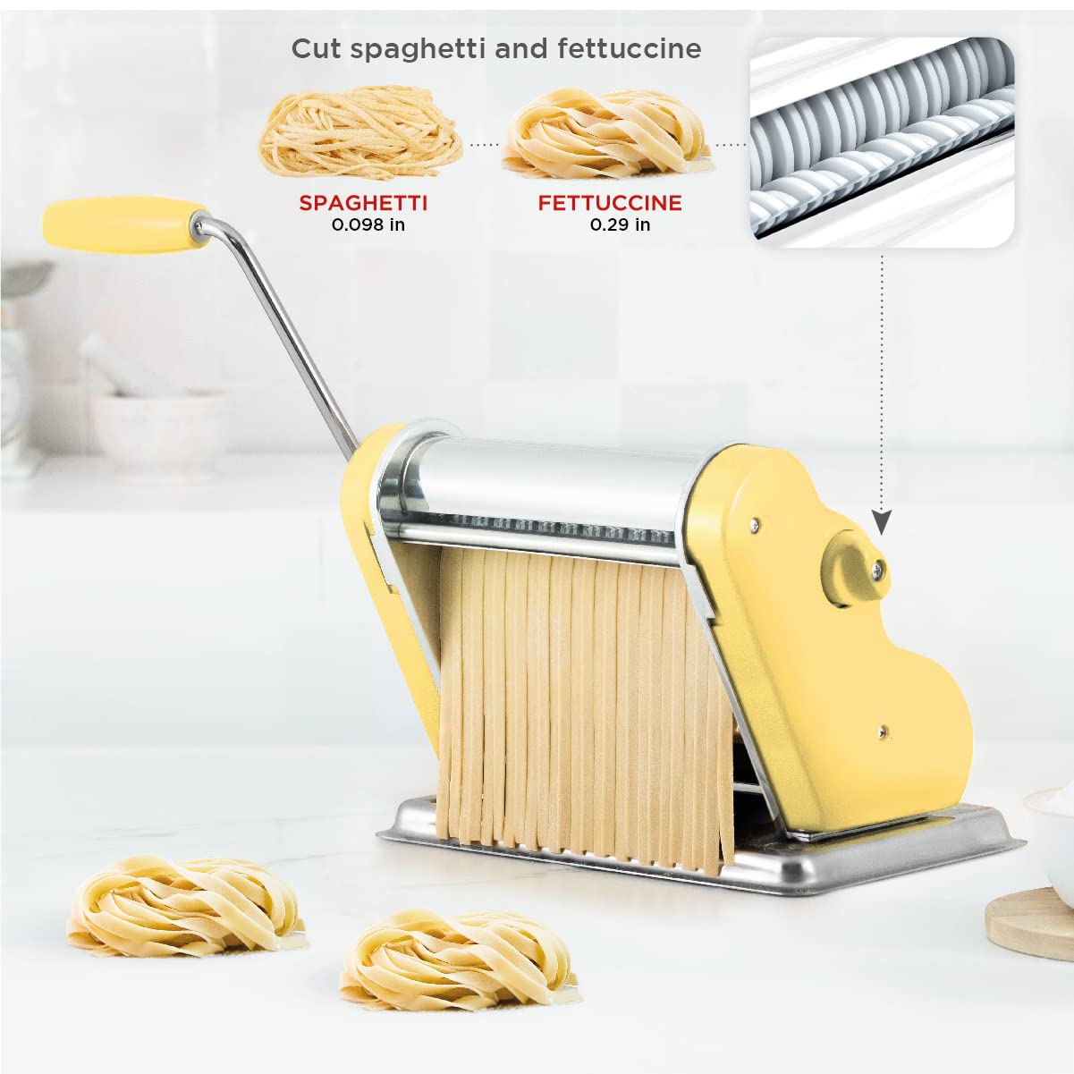 PASTALINDA Macchina Per Pasta Classica 200 - Rulli Larghezza 20 Cm, 9 Spessori, Corpo Acciaio Inox, Tagliatelle E Fettuccine - 2
