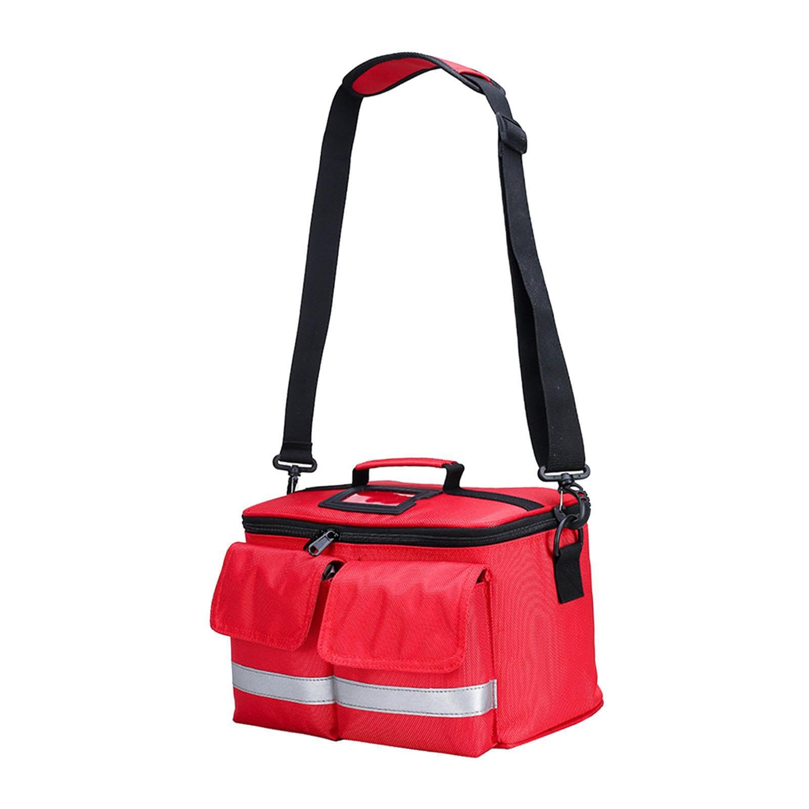 Bolsa de botiquín de primeros auxilios, bolsa almacenamiento vacía, primeros auxilios para senderismo, oficina, viajes, azul oscuro, rojo, 32x19x18cm