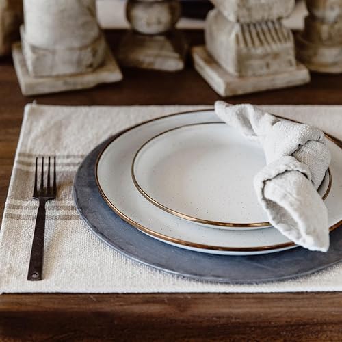 Vista 22 de Barebones Plato profundo esmaltado – Juego de 2 platos llanos – Juego de platos de acero inoxidable horneado acabado a mano – Juego de cocina