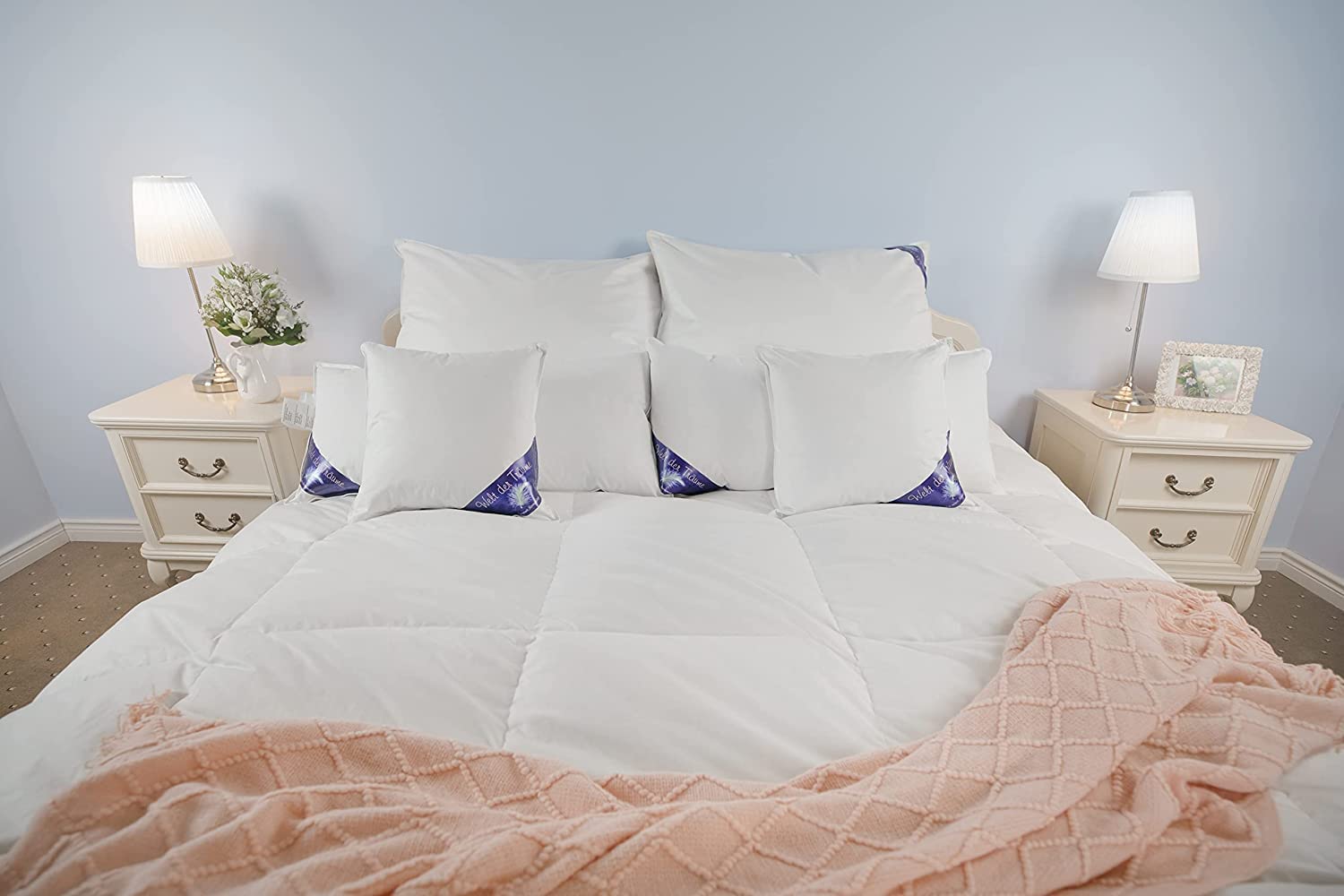 Pack 2 Cuscini In Piuma E Piumino Con Doppio Rivestimento 100% Cotone - Foto 2