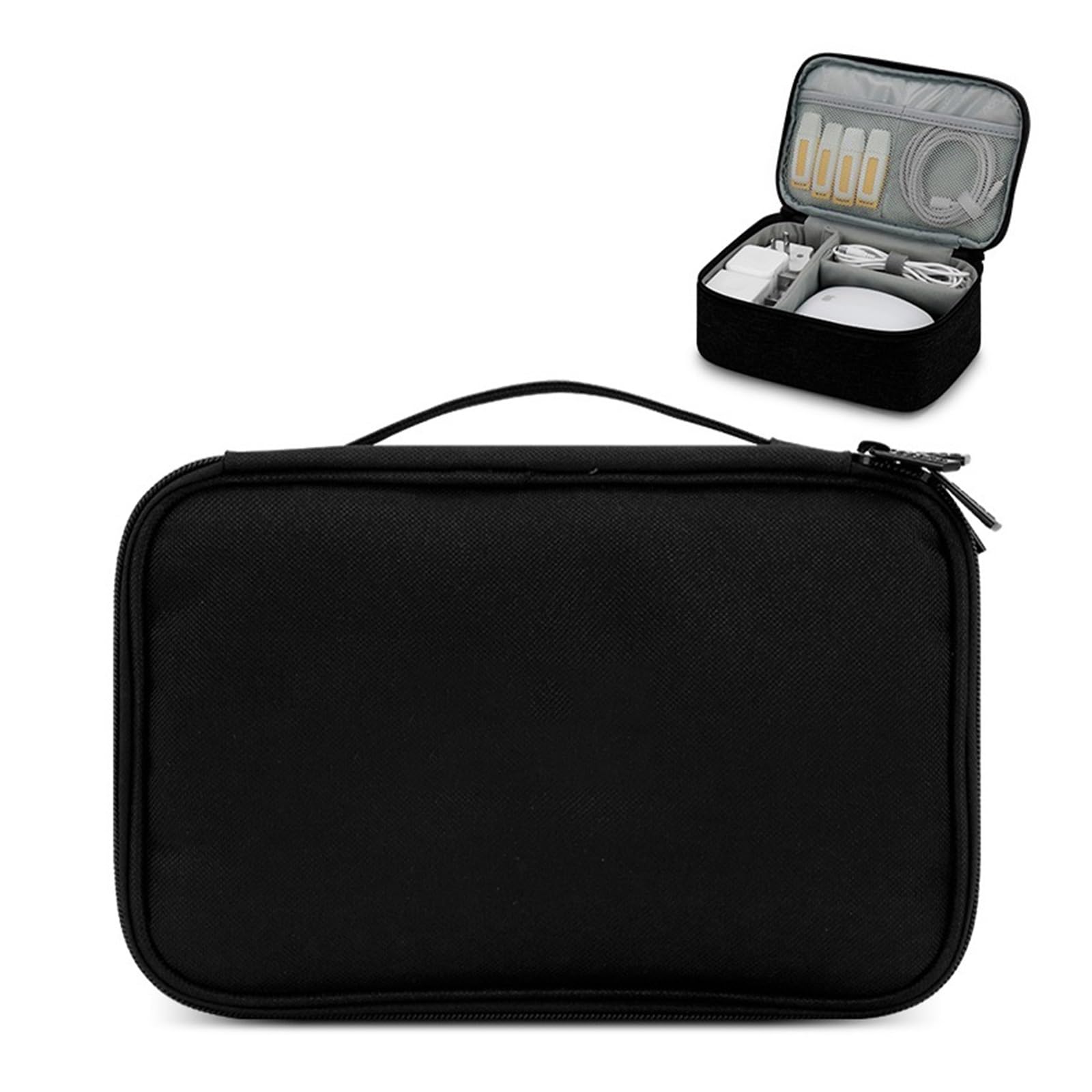 Borsa Organizer per Cavi Custodia Digitale Multifunzionale Caricabatterie Alimentatore Cavo Dati Ricarica Custodia Protettiva for Tesoro Scatola organizzatore(Black,Simplicity Portable)