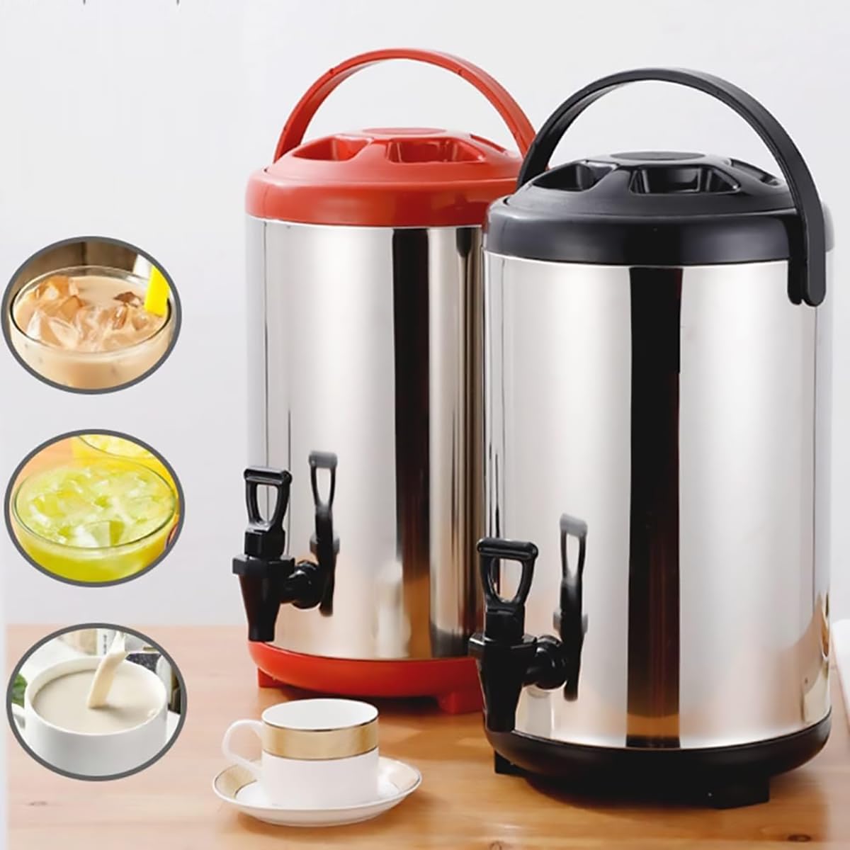 Dispensador de Bebidas aisladas, urna de Agua Caliente para Catering, dispensador de Bebidas Calientes de té de Acero Inoxidable con Grifo para café té Caliente, Leche fría, Jugo