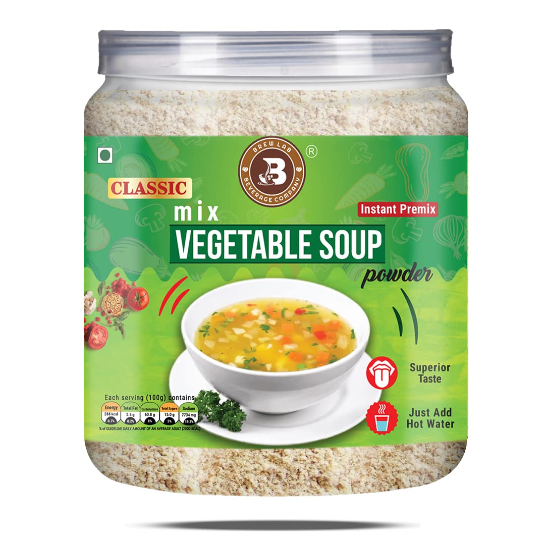 Brew Lab Classic Mix Vegetable Soup Powder | Rich Source of Fluids | Suitable For Vending Machines | Healthy & Tasty | (250gm)