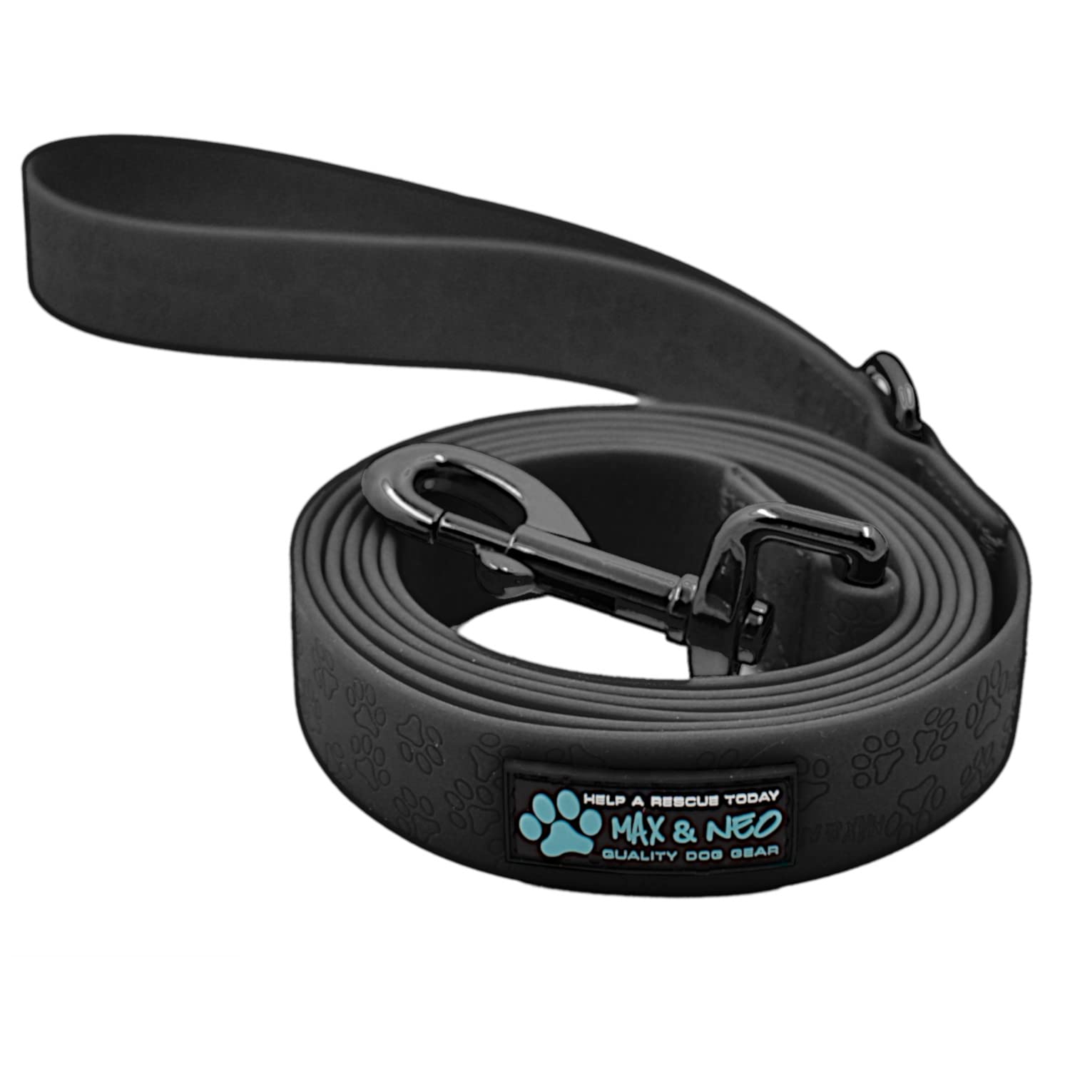 Max and Neo Waterproof Dog Leash - We Donate a Leash to a Dog Rescue for Every Leash Sold (Black) 6 FT X 1" Wide
