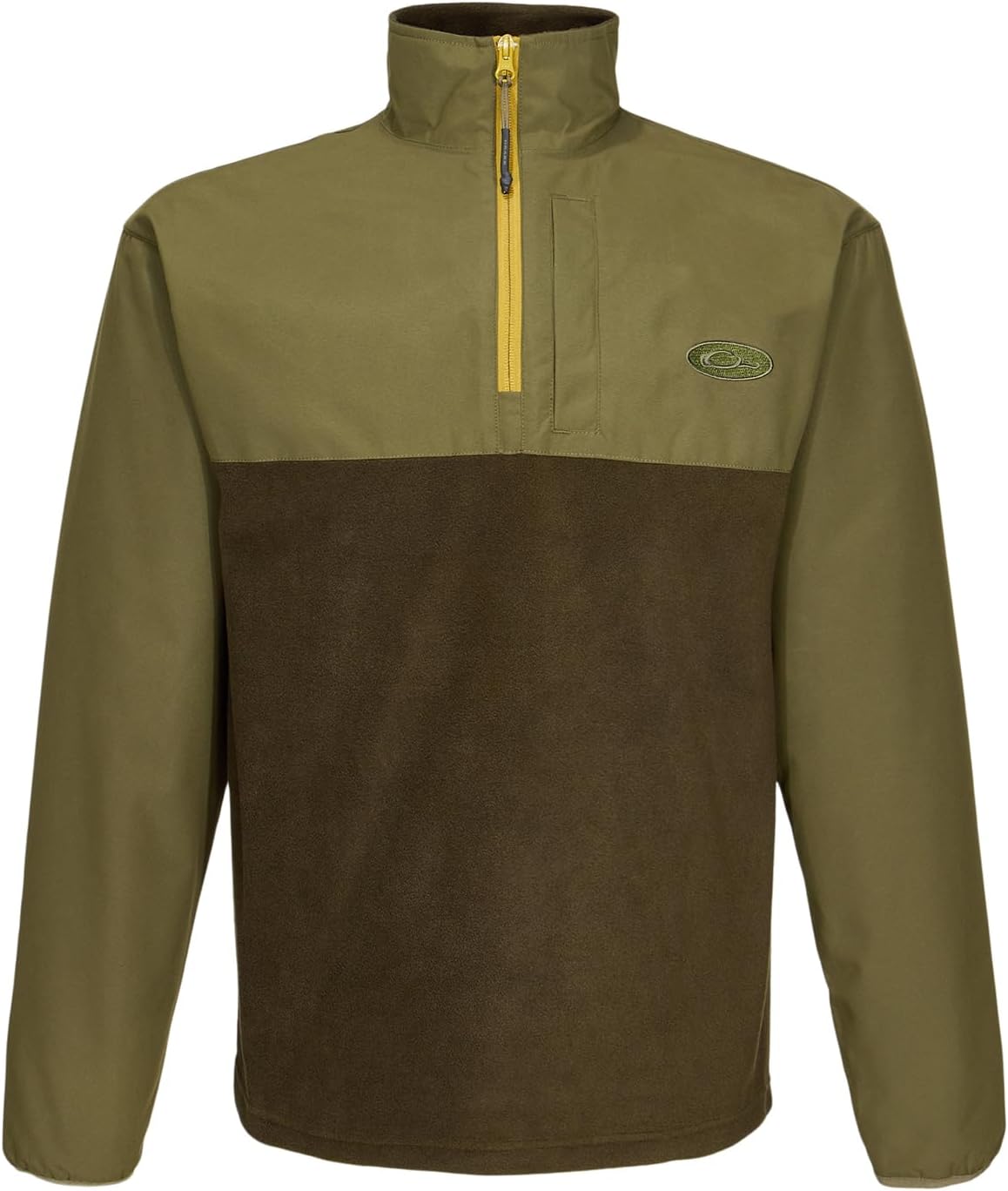 Drake Waterfowl Men's MST Quarter 1/4 Zip Refuge Eqwader Waterproof Windproof Breathable Resistant Outdoor Hunting Jacket, Green Timber, X-Large