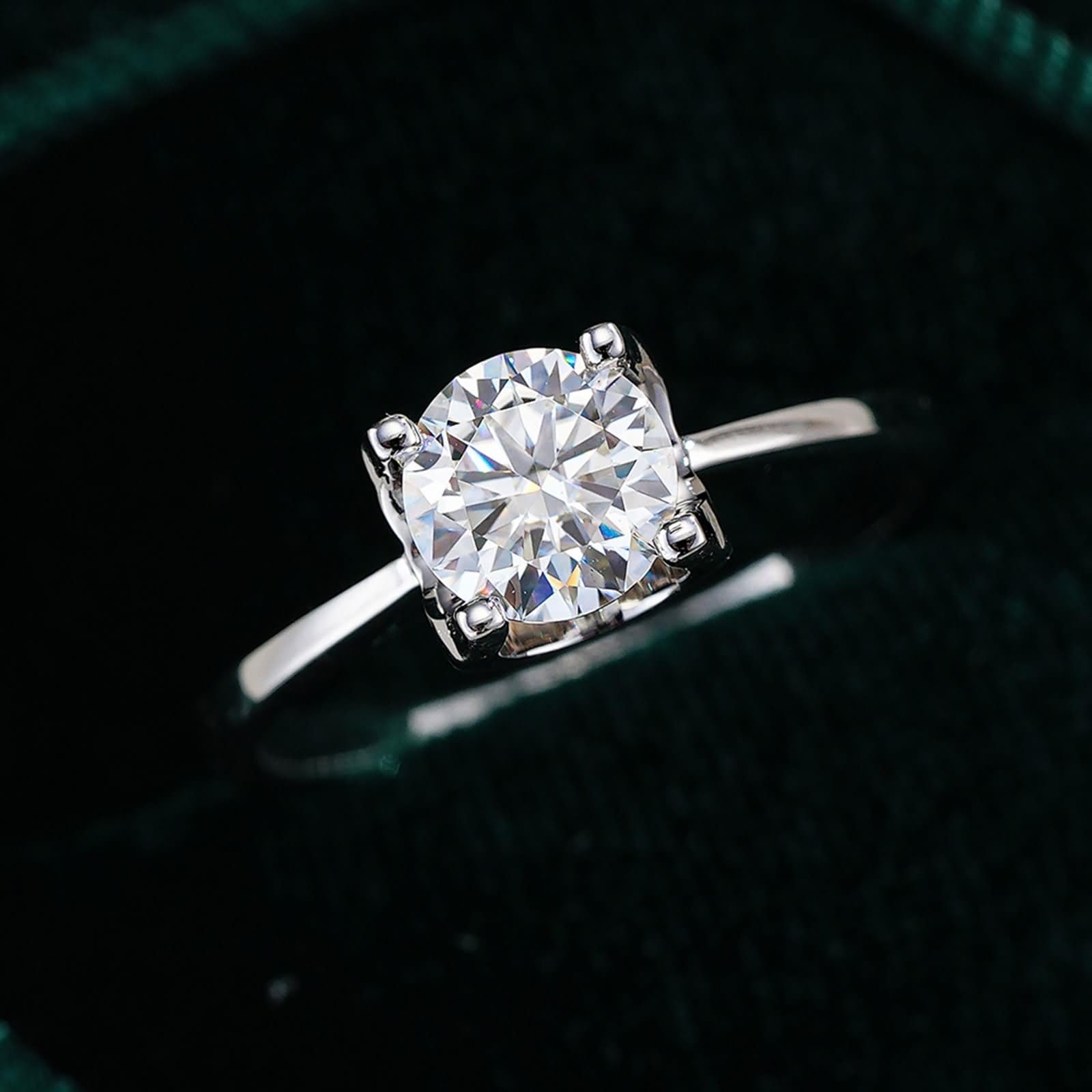 Anillos de boda de oro blanco, alianzas de oro auténtico, anillo de compromiso solitario con 1 ct Moissanite Bandring para mujer