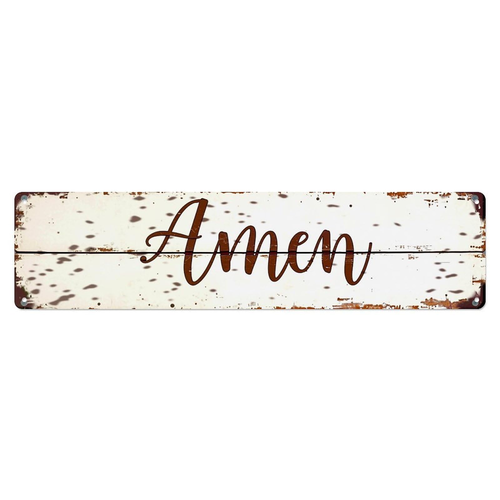 Jdyaojiesheng Vintage Rustic Wood Plank Design With Amen Script Tin Sign Retro Metal Wall Decor Metal Poster, Home Bar Garage Farmhouse Cafe Wall Art Decoration 4X16inch