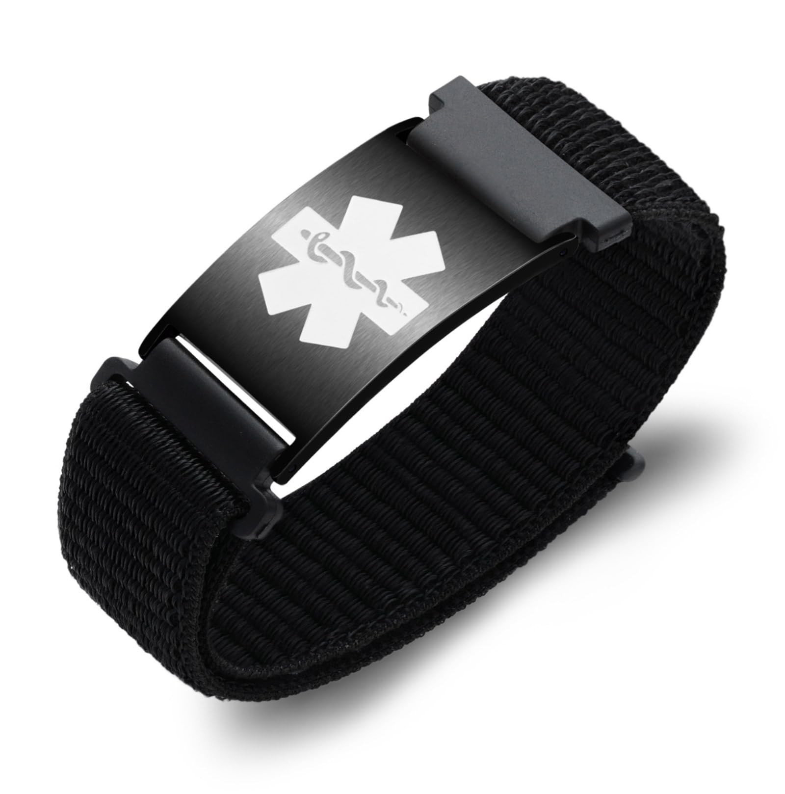 MAXZOOLPersonalized Medical Alert ID Bracelets for Women Men - Custom Sport Medical Bracelets with Free Engraving - Hook and Loop Nylon Wristband Emergency Bracelet Adjustable (5.5-8.0 Inches)