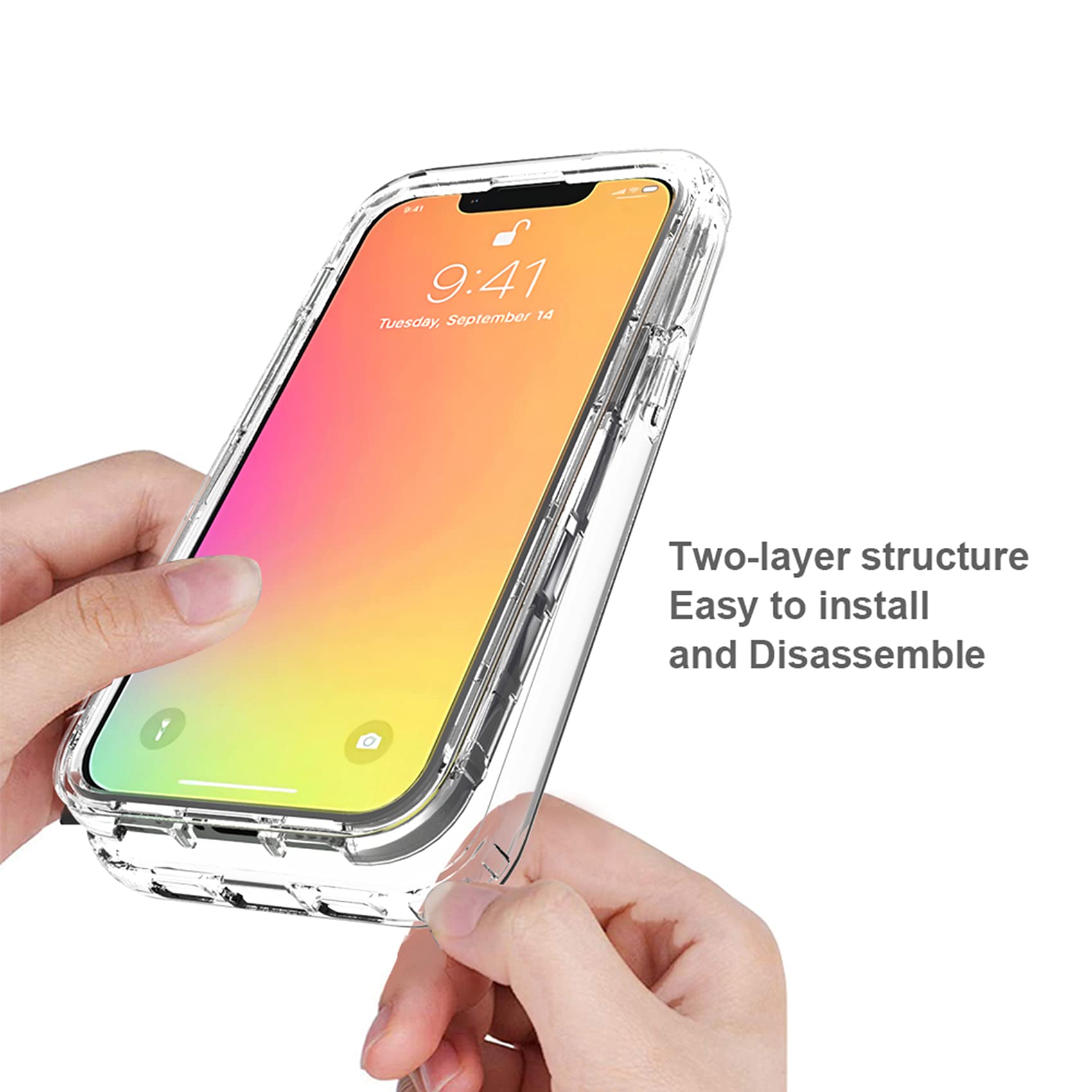ESTH® Trasparente Cover per iPhone 13 mini Custodia in silicone a Antiurto 360°, Caso Protettivo Antineve e Antipolvere Senza Protezione per lo Schermo Integrata, Blu
