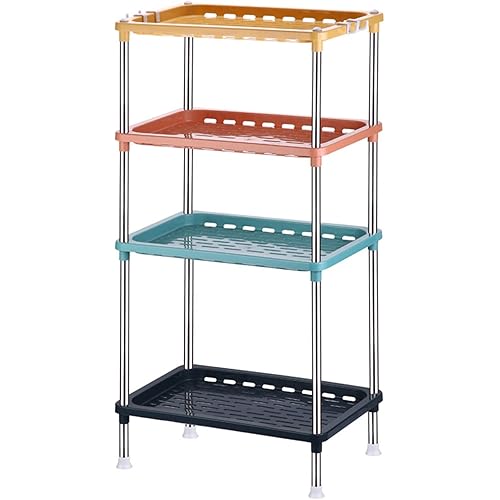 ruishetop 4-Tier Multicolor Plastic Storage Rack Easy Assembly Space Saving for Kitchen,Laundry Room,Bathroom
