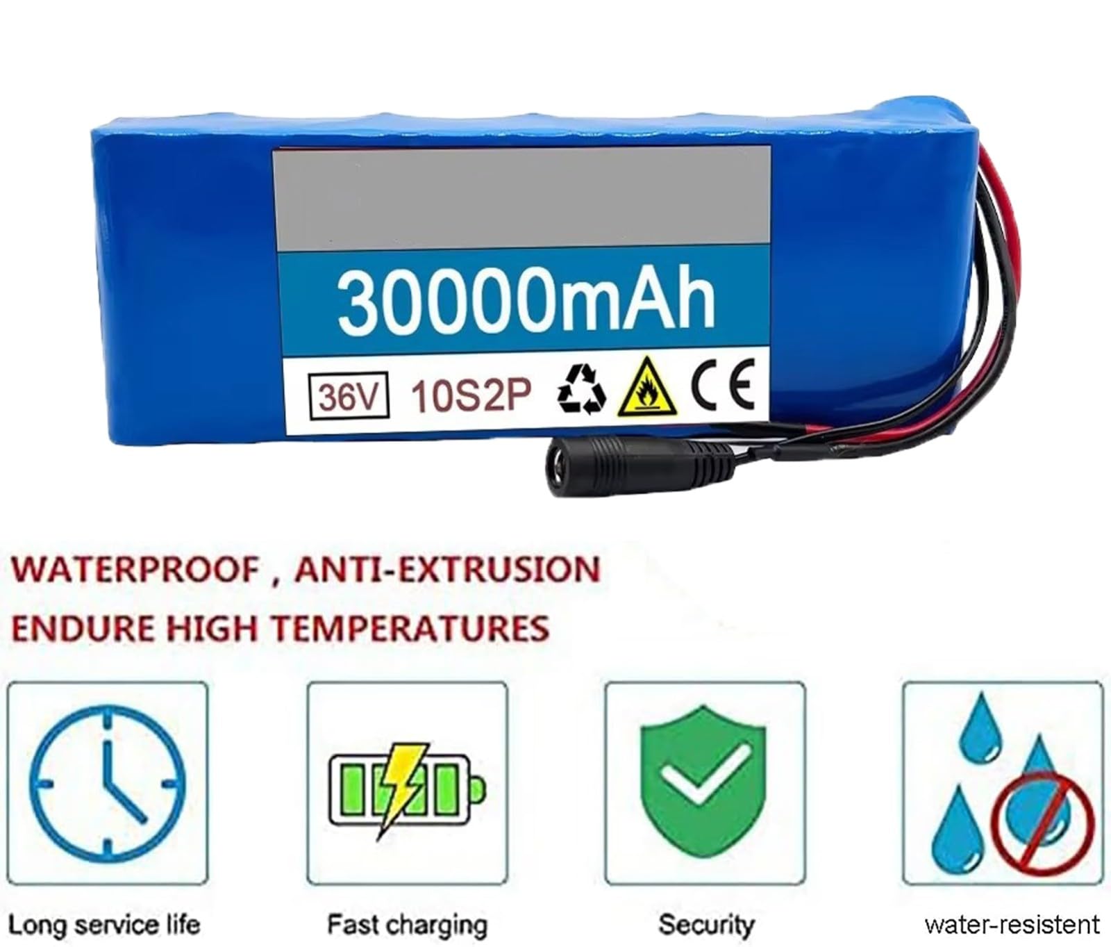 Akumulator litowo-jonowy 36 V 30 Ah do rowerów elektrycznych, akumulator 36 V z ładowarką i BMS, kompatybilny z skuterami elektrycznymi i gokartem.