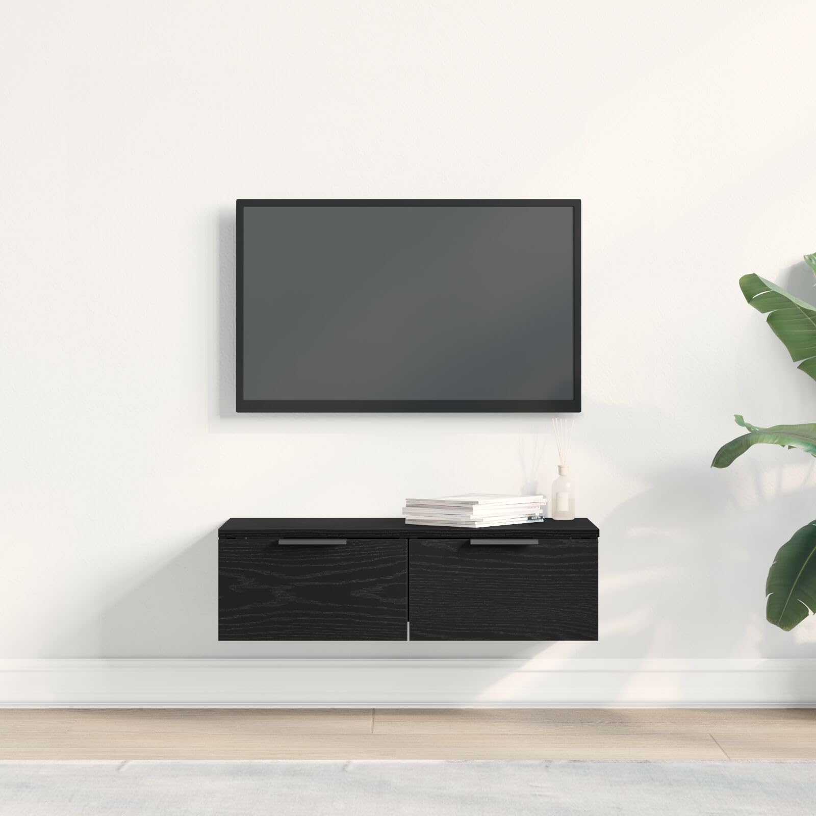vidaXL Wandschrank Schwarz Eichen-Optik 68 x 30 x 20 cm Holzwerkstoff, Moderner Wohnzimmerschrank, rechteckig, viel Stauraum, Robustes Design, praktische Funktionen, Holz-Möbel